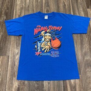 Vintage Detroit Pistons Shirt Men's Large Blue Rip Hamilton Caricature Art 00s